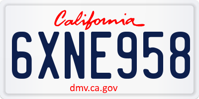 CA license plate 6XNE958
