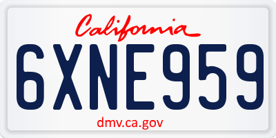 CA license plate 6XNE959