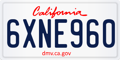CA license plate 6XNE960