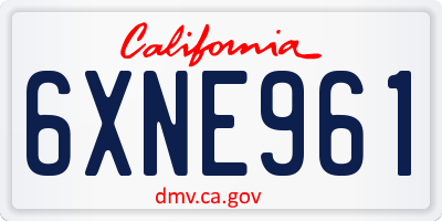 CA license plate 6XNE961