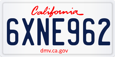 CA license plate 6XNE962