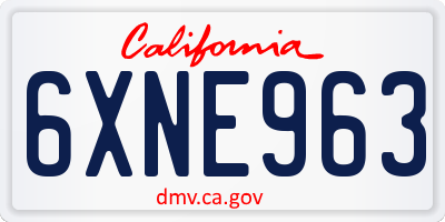 CA license plate 6XNE963
