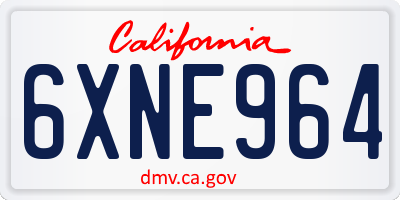 CA license plate 6XNE964