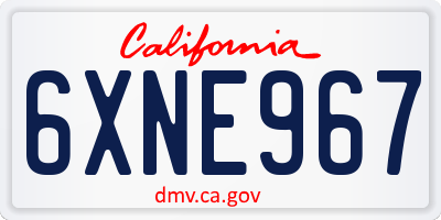 CA license plate 6XNE967