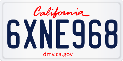 CA license plate 6XNE968