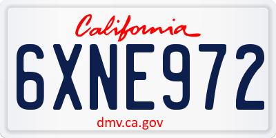 CA license plate 6XNE972