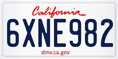 CA license plate 6XNE982