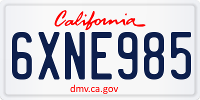 CA license plate 6XNE985