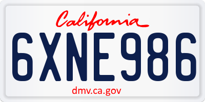 CA license plate 6XNE986