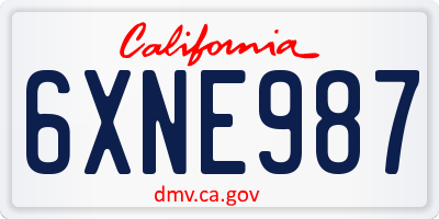 CA license plate 6XNE987
