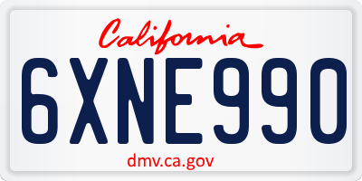 CA license plate 6XNE990