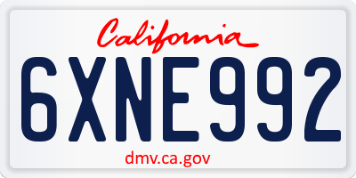 CA license plate 6XNE992