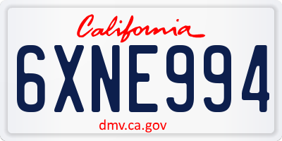 CA license plate 6XNE994