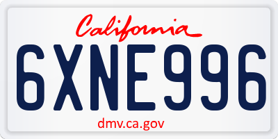 CA license plate 6XNE996