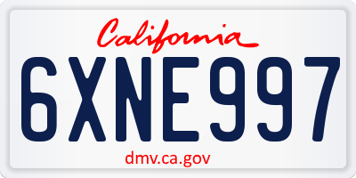 CA license plate 6XNE997