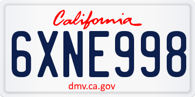 CA license plate 6XNE998