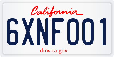 CA license plate 6XNF001