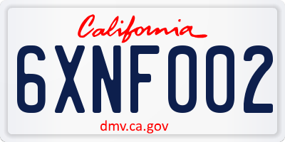 CA license plate 6XNF002