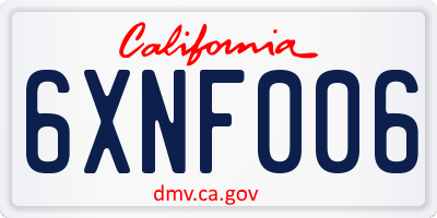 CA license plate 6XNF006