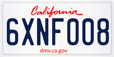 CA license plate 6XNF008