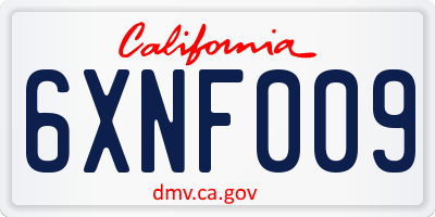 CA license plate 6XNF009