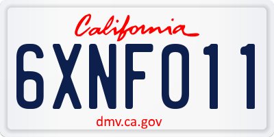 CA license plate 6XNF011