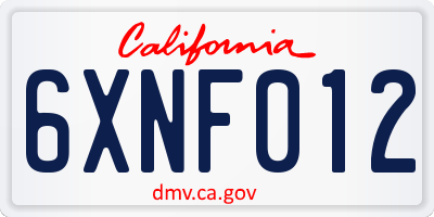 CA license plate 6XNF012