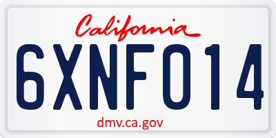 CA license plate 6XNF014