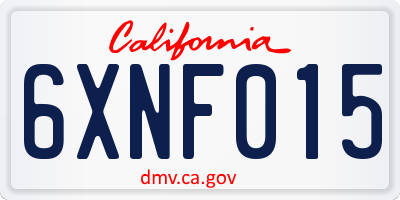 CA license plate 6XNF015