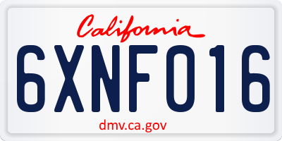 CA license plate 6XNF016
