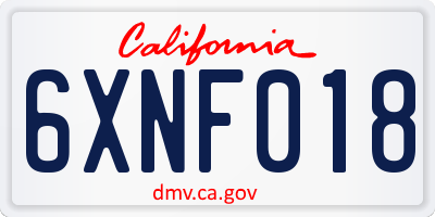 CA license plate 6XNF018