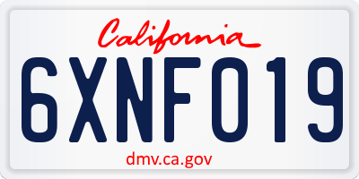 CA license plate 6XNF019