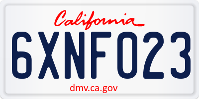 CA license plate 6XNF023
