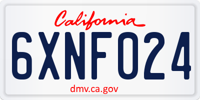 CA license plate 6XNF024
