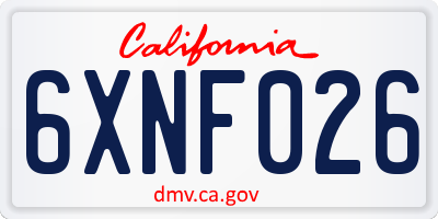 CA license plate 6XNF026