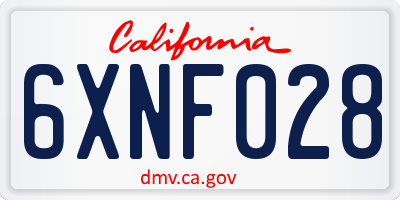 CA license plate 6XNF028