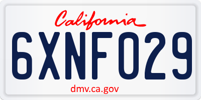 CA license plate 6XNF029