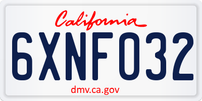 CA license plate 6XNF032
