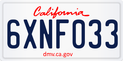 CA license plate 6XNF033