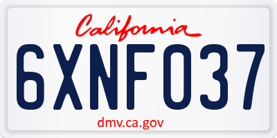 CA license plate 6XNF037