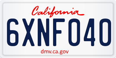 CA license plate 6XNF040