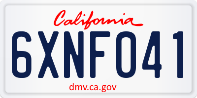 CA license plate 6XNF041