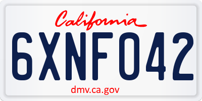 CA license plate 6XNF042