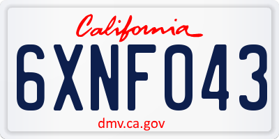 CA license plate 6XNF043