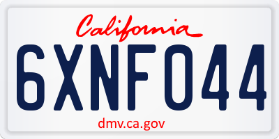 CA license plate 6XNF044