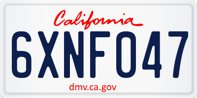 CA license plate 6XNF047