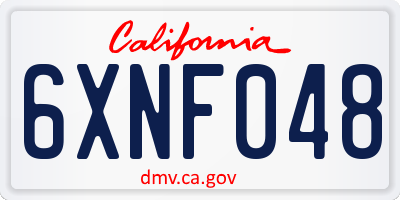 CA license plate 6XNF048