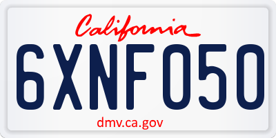 CA license plate 6XNF050