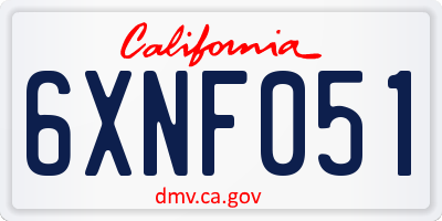 CA license plate 6XNF051