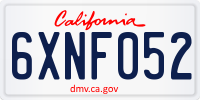 CA license plate 6XNF052